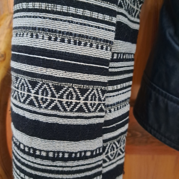 Faux Leather Moto Jacket with Knit Sleeves - Picture 10 of 14